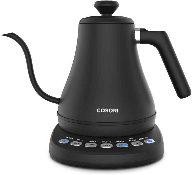 Photo 1 of Gooseneck Electric Kettle, Pour-Over Kettle for Coffee and Tea, with 5 Variable Presets, 100% Stainless Steel Inner, with Keep Warm and Mute Function 0.8L,1000W Quick Heating, Matte Black

