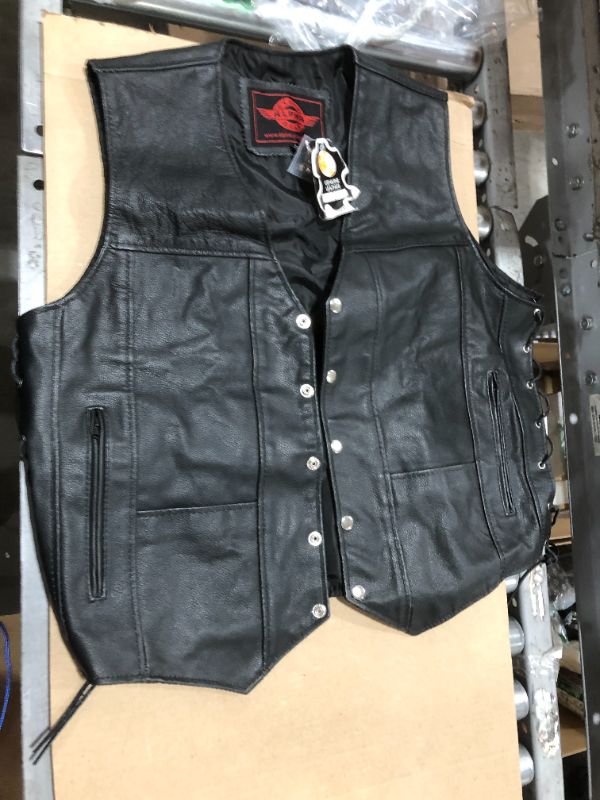 Photo 2 of Alpha Leather Motorcycle Vest for Women Riding Club Black Biker Vests Concealed Carry Gun Pocket Cruise Vintage SZ XXL
