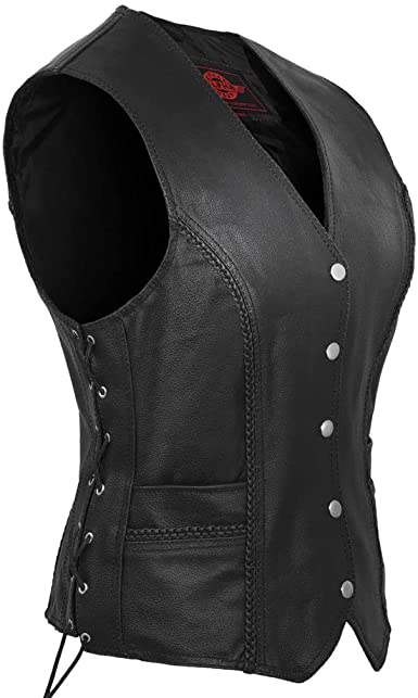 Photo 1 of Alpha Leather Motorcycle Vest for Women Riding Club Black Biker Vests Concealed Carry Gun Pocket Cruise Vintage SZ XXL
