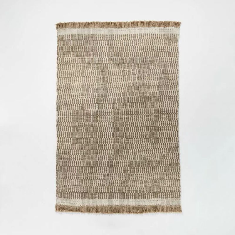 Photo 1 of 5'x7' Park City Handloom Broken Striped Rug Beige - Threshold designed with Stud
