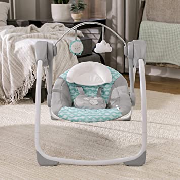 Photo 2 of Ity by Ingenuity Swingity Swing Easy-Fold Portable Baby Swing, Goji, Blue. NEW IN SEALED BOX.
