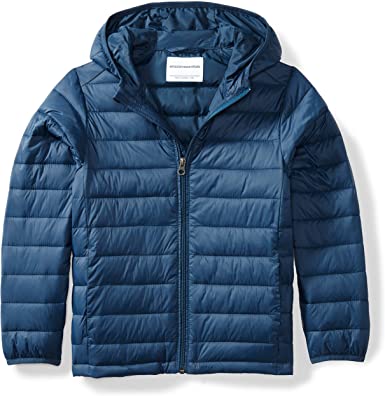 Photo 1 of Amazon Essentials Boys and Toddlers' Light-Weight Water-Resistant Packable Hooded Puffer Coat
SIZE XL, NAVY BLUE.