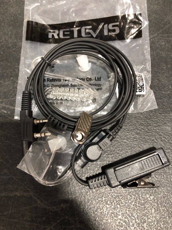 Photo 1 of Retevis 2 Pin PTT Mic Covert Acoustic Tube Earpiece Headset for Kenwood PUXING Baofeng UV-5R UV-5RA 888S Retevis H777 RT7 RT21. LOT OF 5 EARPIECES.
