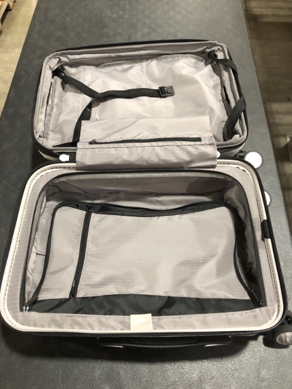 Photo 4 of DELSEY Paris Titanium Hardside Expandable Luggage with Spinner Wheels, Silver, Carry-On 19 Inch. MISSING KEY.
