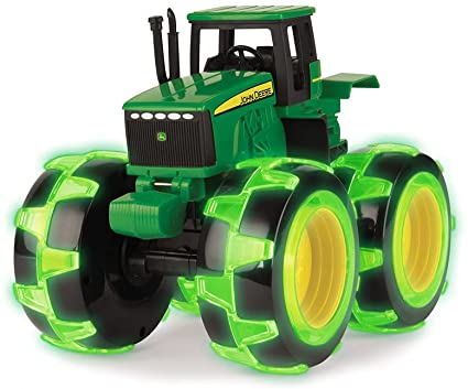 Photo 1 of TOMY John Deere Monster Treads Lightning Wheels Tractor, Green. MISSING BOX. TOY ONLY.
