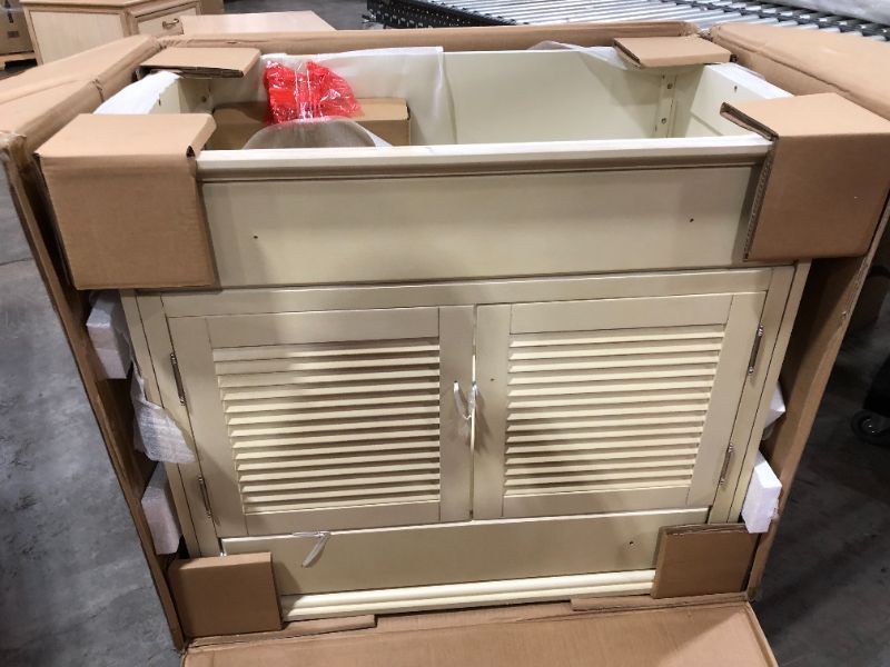 Photo 1 of Cottage 37 in. W x 22 in. D Vanity in Antique White with Engineered Marble Vanity Top in Winter White 