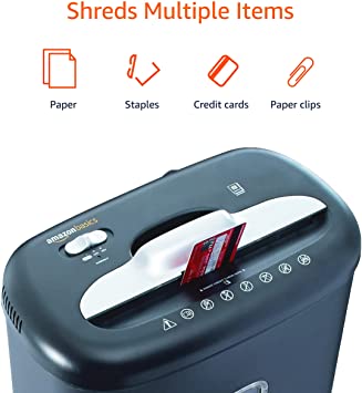 Photo 2 of Amazon Basics 8-Sheet Capacity, Cross-Cut Paper and Credit Card Shredder, 4.1 Gallon
