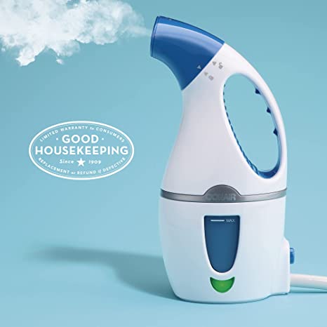 Photo 2 of Conair CompleteSteam 1100 Watt Handheld Fabric Steamer, White/Blue. PRIOR USE.
