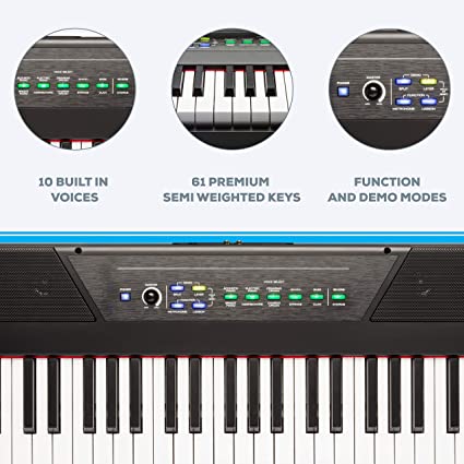 Photo 2 of Alesis Recital 61 – 61 Key Digital Piano Keyboard with Semi Weighted Keys, 20W Speakers, 10 Voices, Split, Layer and Lesson Mode, FX and Piano Lessons. MISSING POWER CORD. 
