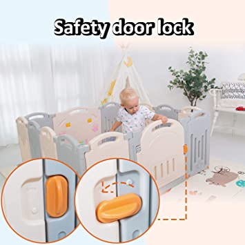 Photo 2 of Uanlauo Foldable Baby Playpen Safety Play Yard for Toddler, Kids Activity Centre Indoor or Outdoor
