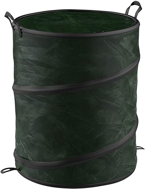 Photo 1 of Collapsible Trash Can- Pop Up 33 Gallon Trashcan for Garbage With Zippered Lid By Wakeman Outdoors -Ideal for Camping Recycling and More (Green)

