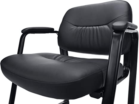 Photo 2 of OFM ESS-9015 Bonded Leather Executive Side Chair with Sled Base, Black, Black
