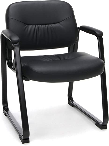 Photo 1 of OFM ESS-9015 Bonded Leather Executive Side Chair with Sled Base, Black, Black
