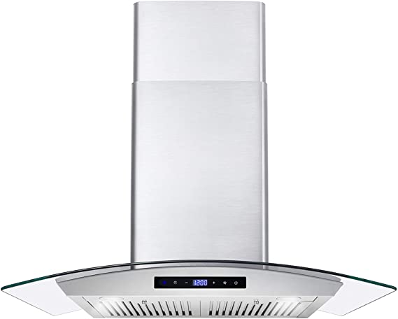 Photo 1 of Cosmo COS-668AS750 30 in. Wall Mount Range Hood with 380 CFM, Curved Glass, Ductless Convertible Duct, 3 Speeds, Permanent Filters in Stainless Steel, 30 inch
OPEN BOX RETURN. 