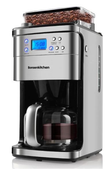 Photo 1 of BONSEN KITCHEN COFFEE MAKER WITH GRINDER. MODEL: CM8005. PRIOR USE. POWERS ON.