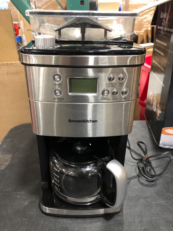 Photo 6 of BONSEN KITCHEN COFFEE MAKER WITH GRINDER. MODEL: CM8005. PRIOR USE. POWERS ON.