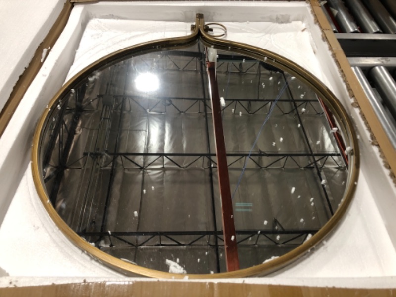 Photo 1 of BETTER BEVEL 24 INCH ROUND WALL MIRROR. GOLD.