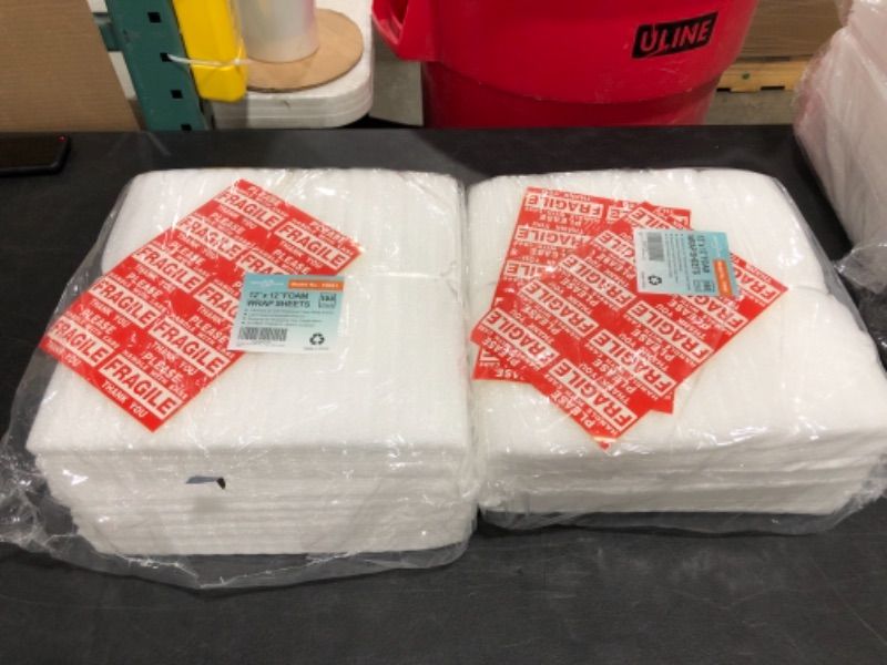 Photo 1 of 100-Pack 12" x 12" Foam Wrap Sheets Cushioning Foam, Moving and Packing Supplies, Fragile Stickers Included
LOT OF 2 PACKAGES.
