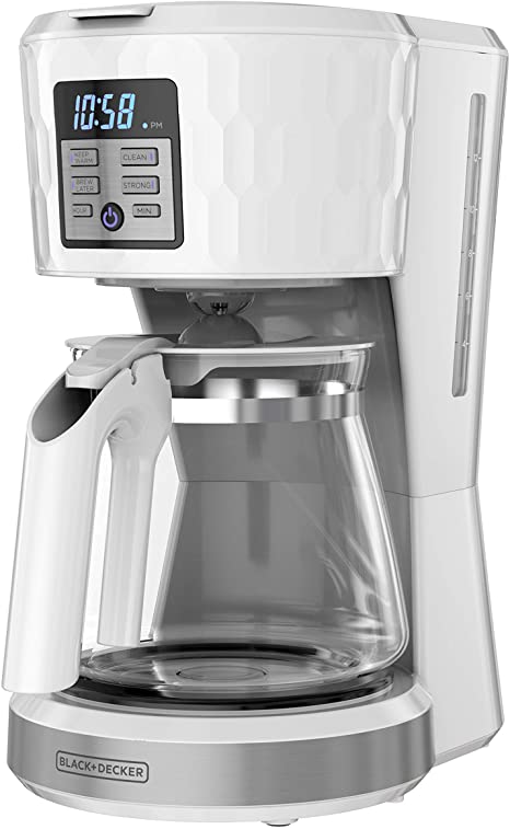 Photo 1 of BLACK+DECKER Honeycomb Collection 12-Cup Programmable Coffeemaker, with Premium Textured Finish, CM1251W-1, White
PRIOR USE.