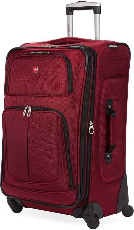 Photo 1 of SwissGear Sion Softside Expandable Luggage, Burgundy, Checked-Medium 25-Inch
