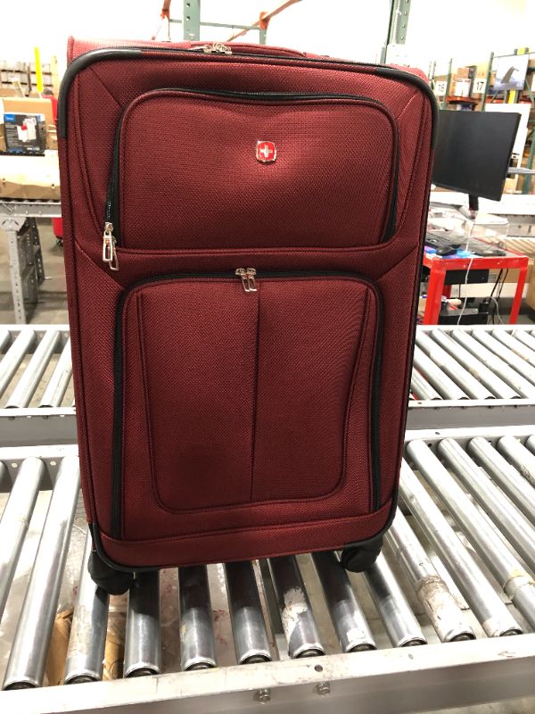 Photo 1 of SwissGear Sion Softside Expandable Luggage, Burgundy, Checked-Medium 25-Inch
