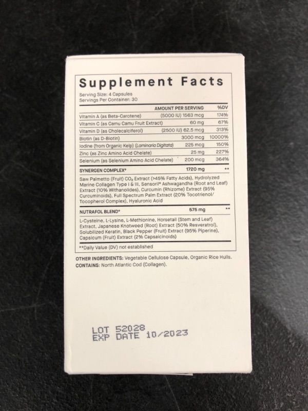 Photo 1 of Nutrafol Men's Hair Growth Supplement, Clinically Proven for Thicker-Looking, Stronger-Feeling Hair and More Scalp Coverage (1-Month Supply)
EXP. 10/2023.
