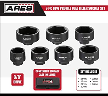 Photo 2 of ARES 71150-7-Piece Low Profile Fuel Filter Socket Set - Low Profile Design for Easy Access - Popular Sizes for Multiple Applications - Chrome Vanadium Steel with Manganese Phosphate Coating
