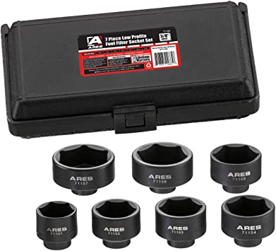 Photo 1 of ARES 71150-7-Piece Low Profile Fuel Filter Socket Set - Low Profile Design for Easy Access - Popular Sizes for Multiple Applications - Chrome Vanadium Steel with Manganese Phosphate Coating
