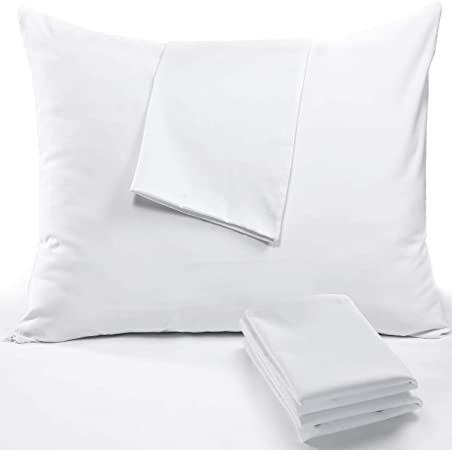 Photo 1 of 4 Pack Pillow Protectors Cases Covers Standard 20x26 Zippered Life Time Replacement Set White Soft Brushed Microfiber Reduces Respiratory Irritation Physical Threapy Clinics Hotels (4 Pack Standard)
