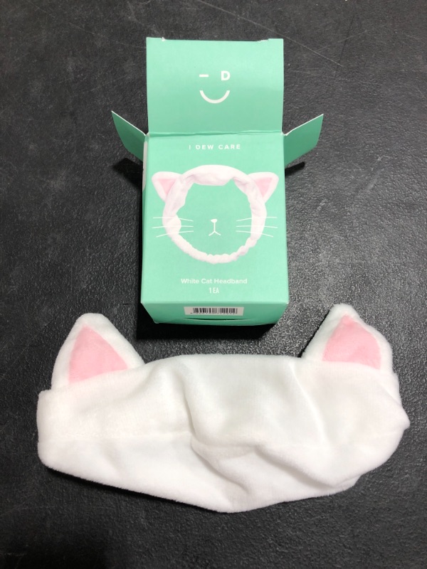 Photo 4 of I DEW CARE White Cat Headband | Spa Headband for Washing Face, Makeup, Shower, Bath | Korean Skincare
