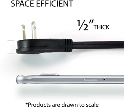 Photo 2 of 1-Foot Flat Plug Angled Extension Power Cable 16 AWG, UL Listed (Ultra Low Profile 1 Foot)
LOT OF 2.