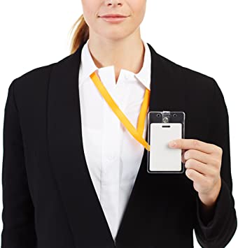 Photo 2 of Amazon Basics Clear Name ID Badge Holder - Vertical (Pack of 50)
