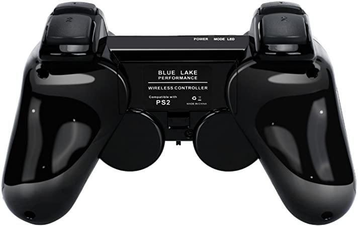 Photo 3 of BLUE LAKE Performance 2 Pack Wireless Controller 2.4G Compatible with Sony Playstation 2 PS2 (Jet Black)
