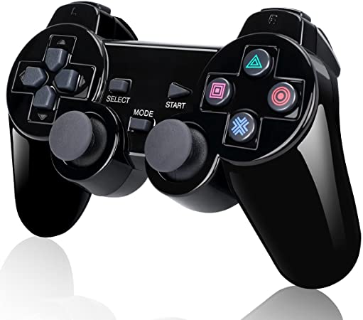 Photo 2 of BLUE LAKE Performance 2 Pack Wireless Controller 2.4G Compatible with Sony Playstation 2 PS2 (Jet Black)
