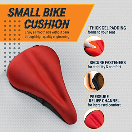 Photo 2 of Bikeroo Bike Seat Cushion 11in x 7in Padded Gel Bike Seat Cover, Compatible with Peloton, Adjustable for Men & Womens Comfort on Stationary Exercise and Universal Bicycle Seats
