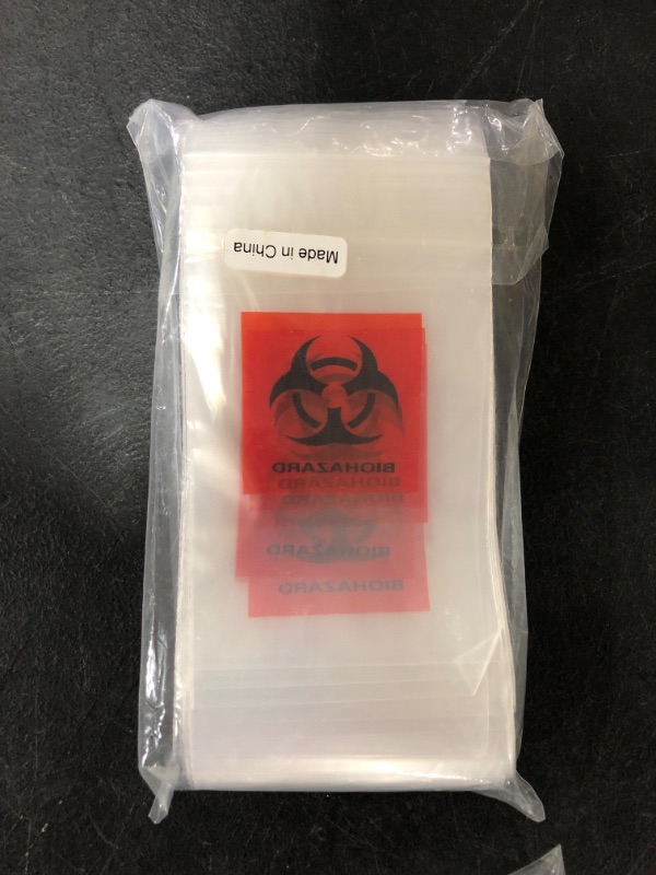 Photo 5 of APQ Pack of 100 Biohazard Specimen Bags Black and Red 3 x 5 Zipper Top Plastic Pouch Bags 3x5 Thickness 2 Mil Printed Polyethylene Transport Bags for Shipping Packing Specimens, Wholesale Price
