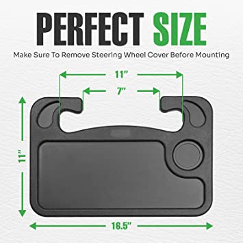 Photo 2 of Auto Steering Wheel Desk, Laptop, Tablet, iPad Or Notebook Car Travel Table, Food Eating Hook On Steering Wheel Tray, for Constant Travelers, Fits Most Vehicles Steering Wheels
