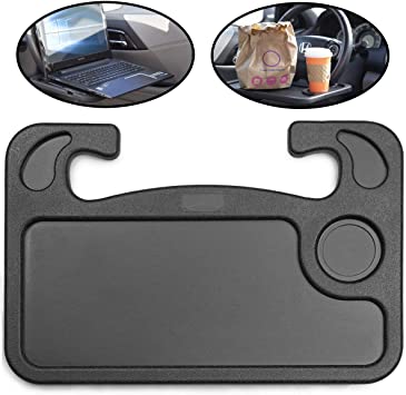 Photo 1 of Auto Steering Wheel Desk, Laptop, Tablet, iPad Or Notebook Car Travel Table, Food Eating Hook On Steering Wheel Tray, for Constant Travelers, Fits Most Vehicles Steering Wheels
