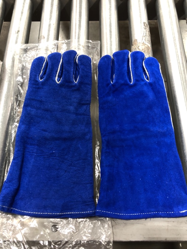 Photo 3 of FZTEY Heat&Fire&Hot Resistant Welding Oven Mig Safety Work Garden Gloves. 14 INCH. BLUE.
