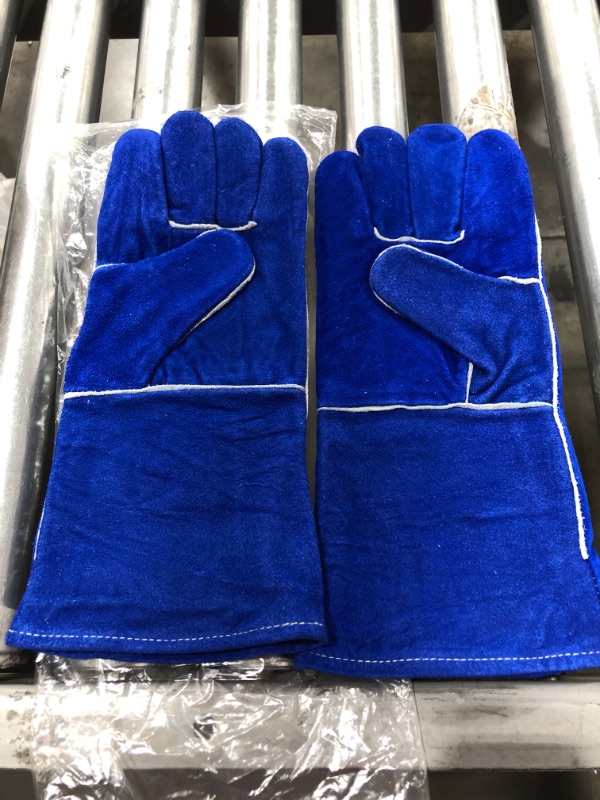 Photo 4 of FZTEY Heat&Fire&Hot Resistant Welding Oven Mig Safety Work Garden Gloves. 14 INCH. BLUE.
