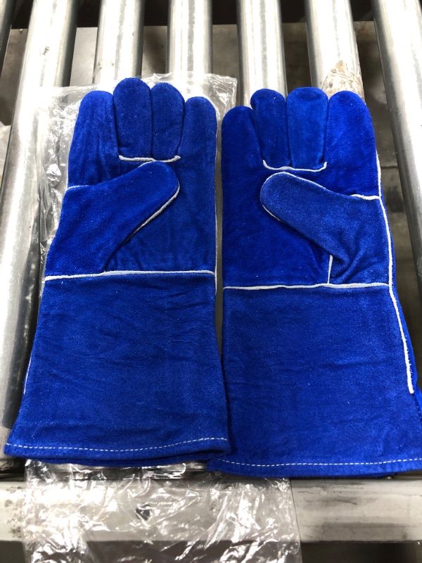 Photo 4 of FZTEY Heat&Fire&Hot Resistant Welding Oven Mig Safety Work Garden Gloves. 14 INCH. BLUE.