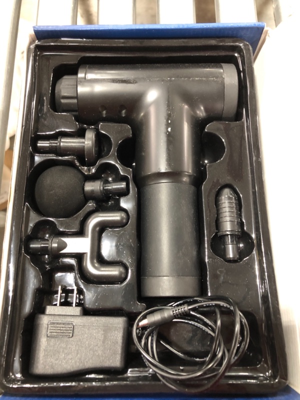 Photo 3 of 
Massage Gun, Percussion Massage Device Cordless Handheld Vibration Deep Tissue Muscle Massager Gun, Super Quiet Brushless Motor, with 4 Massage Heads and 6 Adjustable Speed, Black. PHOTO FOR REFERENCE. MAY VARY SLIGHTLY.
PRIOR USE. MINOR SCRATCHES.