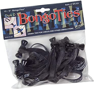 Photo 1 of BongoTies ALL-BLACK  Bongo Ties ~ 10 Pack "Style-D" ~ HANDY TIES FOR CABLES AND OTHER UNRULY ITEMS. PHOTO FOR REFERENCE. COLOR MAY VARY.
LOT OF 3