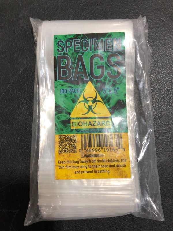 Photo 4 of APQ Pack of 100 Biohazard Specimen Bags Black and Red 3 x 5 Zipper Top Plastic Pouch Bags 3x5 Thickness 2 Mil Printed Polyethylene Transport Bags for Shipping Packing Specimens, Wholesale Price
