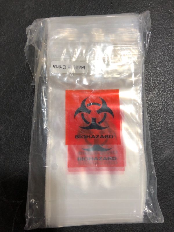 Photo 5 of APQ Pack of 100 Biohazard Specimen Bags Black and Red 3 x 5 Zipper Top Plastic Pouch Bags 3x5 Thickness 2 Mil Printed Polyethylene Transport Bags for Shipping Packing Specimens, Wholesale Price
