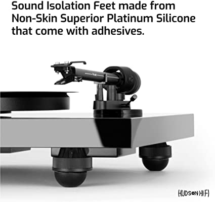 Photo 3 of 1.25" Platinum Silicone Speaker Isolation Pads - 8-Pack Non-Skid Speaker Pads with Adhesive, Speaker Isolation Feet for Record Player Isolation - Turntable Feet and Subwoofer Isolation Pad - 20 Duro
