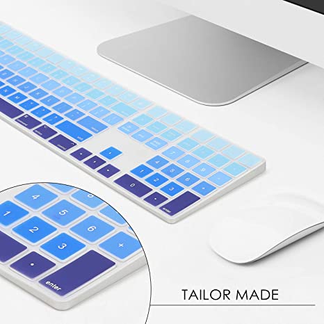 Photo 2 of Allinside Ombre Blue Cover for Apple iMac Magic Wireless Bluetooth Keyboard with Numeric Keypad MQ052LL/A A1843 US Layout
