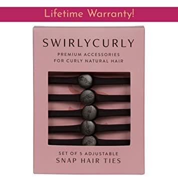 Photo 2 of Snap Hair Ties for Thick, Natural, Curly Hair | No Slip, No Tension Pro Hair Tie | Strong Ponytail Holder (5 Pack, Black)
