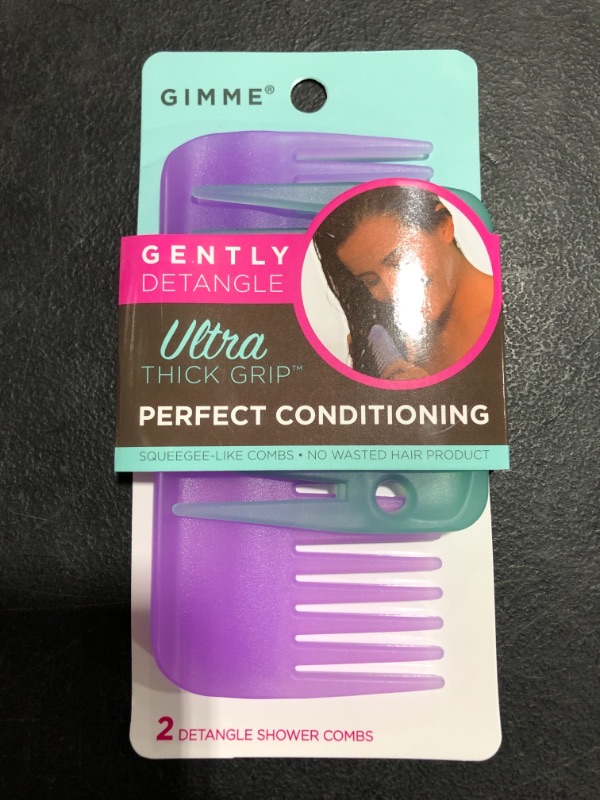 Photo 3 of GIMME Beauty Shower Comb Set - Enhanced Control Thick + Durable Extra Grip Wide Tooth Comb Evenly Distribute Conditioner + Tangles without Breakage, Hair Loss, or Damage. Shower Combs - 2PC
