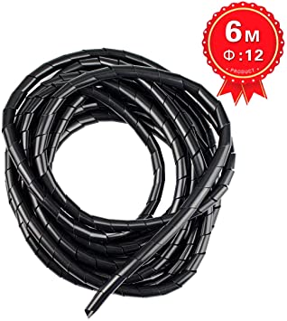 Photo 2 of 20Ft XHF 1/2" Spiral Cable Wrap 12mm(Wrapping Range:9mm-65mm) Cord for Computer Electrical Wire Organizer Sleeve Hose RoHS Black
